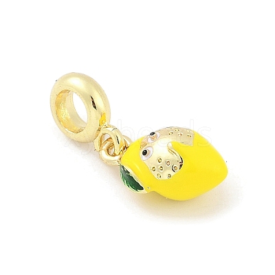 Brass Enamel Fruit European Dangle Charms KK-Z090-08G-01-1
