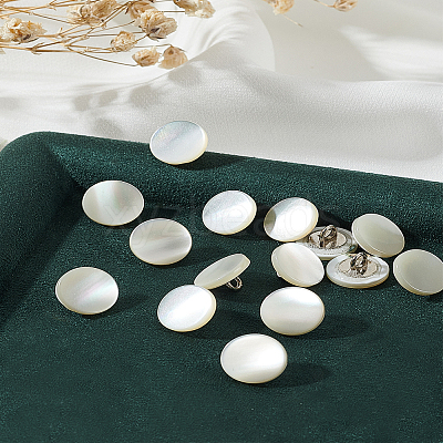 15Pcs Round Shell Shank Buttons BUTT-LP0001-03-1