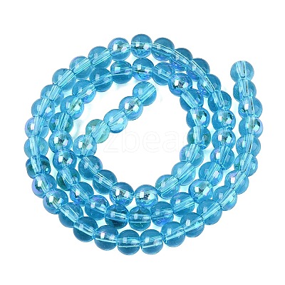 Transparent Electroplate Glass Beads Strands EGLA-Q132-6MM-01A-17-1