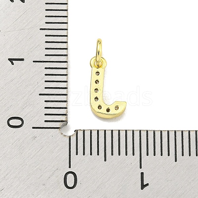Letter Brass Micro Pave Clear Cubic Zirconia Pendants KK-K354-06G-J-1