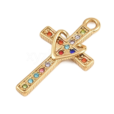 304 Stainless Steel Rhinestone Pendants STAS-P430-01C-G02-1