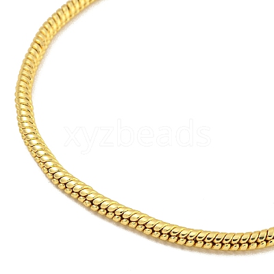 3mm Rack Plating Brass European Style Round Snake Chain Bracelets for Jewelry Making BJEW-B106-10G-1