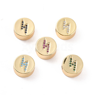 Rack Plating Brass Micro Pave Cubic Zirconia Beads ZIRC-C035-22G-1