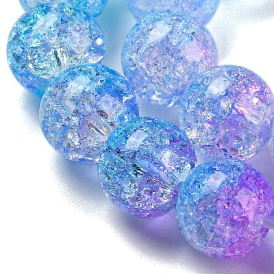 Spray Painted Crackle Glass Beads Strands DGLA-C002-8mm-05-1