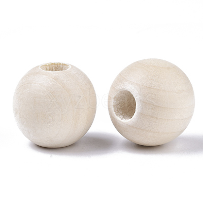 Unfinished Natural Wood Beads WOOD-Q041-04C-1