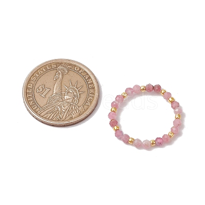 Natural Tourmaline Beaded Stretch Rings for Women RJEW-JR00868-05-1