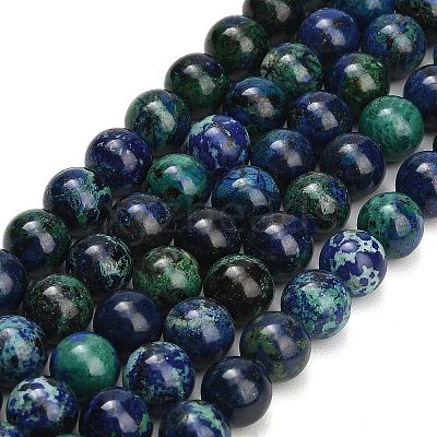 Natural Azurite Beads Strands G-G475-A04-10mm-1