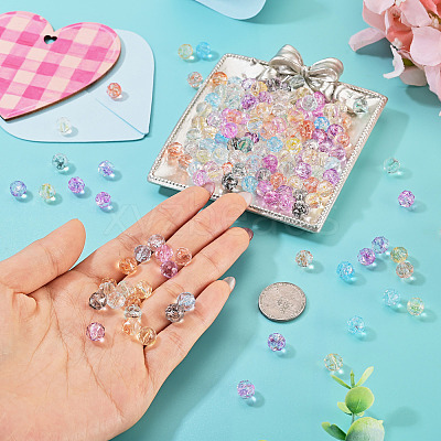 240Pcs 8 Colors Crackle Transparent Glass Beads GLAA-TA0004-19-1