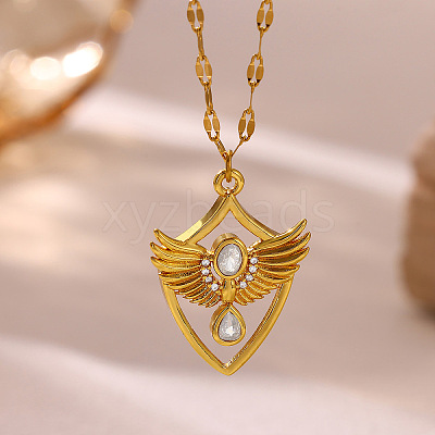 304 Stainless Steel Crystal Rhinestone Pendant Necklaces WG0BD1F-05-1