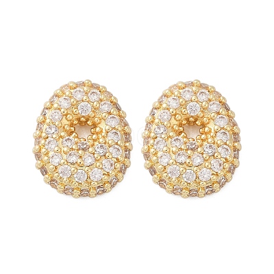 Brass Micro Pave Cubic Zirconia Stud Earrings EJEW-Z091-04G-O-1