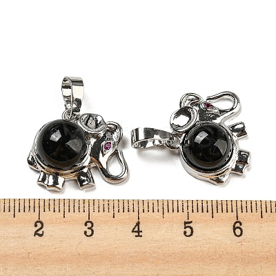 Natural Obsidian Pendants G-P517-04P-01-1