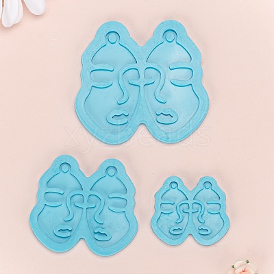 3Pcs 3 Style Abstract Face Silicone Molds DIY-LS0003-13-1