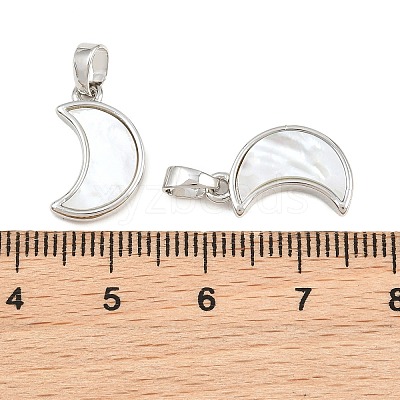 Rack Plating Brass Natural White Shell Pendants KK-U025-06P-01-1