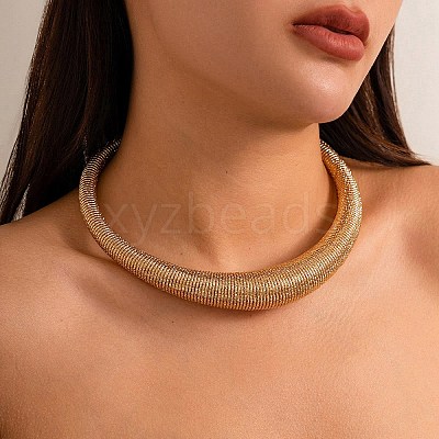Iron Round Snake Chains Choker Necklaces NJEW-P289-04G-1