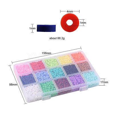 15 Colors Handmade Polymer Clay Beads CLAY-YW0001-48-1