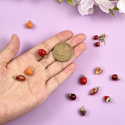 18Pcs Mixed Enamel Fruits Charms Pendant Imitation Fruit Charm Colorful Alloy Enamel Pendant for Jewelry Necklace Bracelet Earring Making Crafts JX186A-1