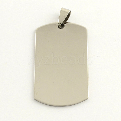 Non-Tarnish 201 Stainless Steel Rectangle Stamping Blank Tag Pendants X-STAS-S030-03-1