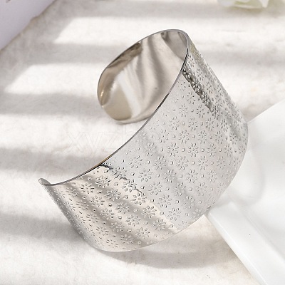 316L Surgical Stainless Steel Cuff Bangles BJEW-D454-01C-P-1