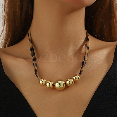 Alloy Graduated Beaded Pendant Polyester Collar Necklaces for Women NJEW-SP0001-17C-1