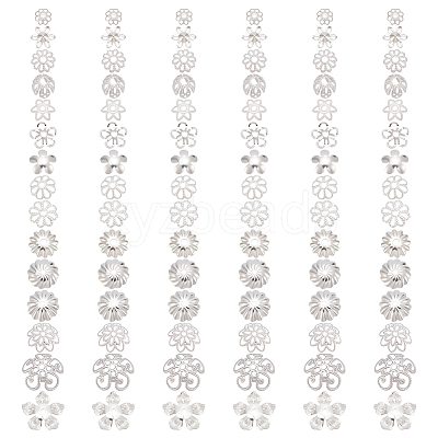 90Pcs 15 Styles Brass Bead Caps KK-PH0012-19A-1