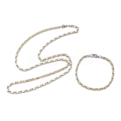 304 Stainless Steel Chain Necklaces & Bracelets Sets SJEW-D091-11GP-1