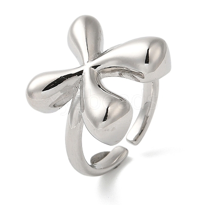 Initials Brass Open Cuff Ring for Women RJEW-N046-02X-P-1