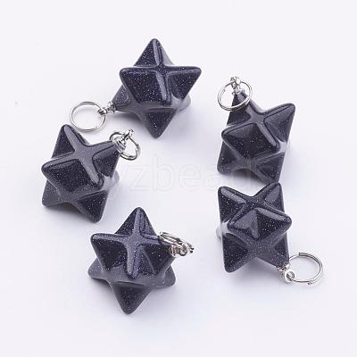 Synthetic Blue Goldstone Pendants G-E398-02E-1