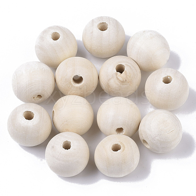 Natural Unfinished Wood Beads WOOD-S651-A20mm-LF-1
