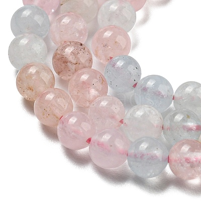 Round Natural Morganite Beads Strands G-F222-35-4mm-1