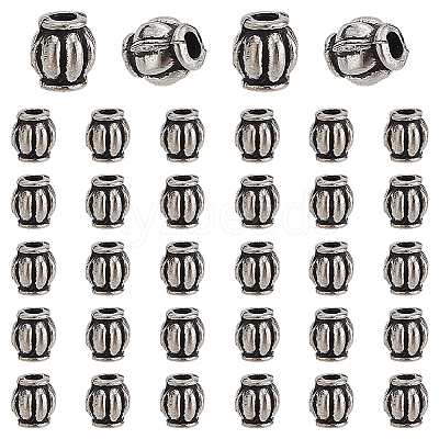 100Pcs Barrel Tibetan Style Alloy Spacer Beads TIBEB-LP0001-04-1