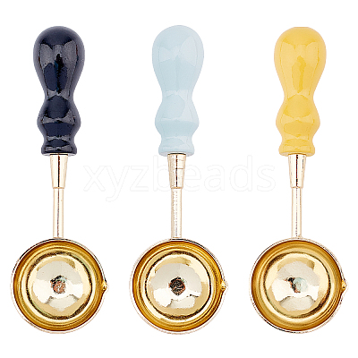 Beech Handle Wax Sealing Stamp Melting Brass Spoon TOOL-CP0001-11-1