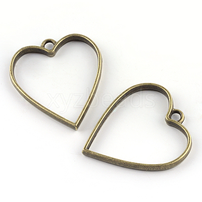 Rack Plating Alloy Heart Open Back Bezel Pendants X-PALLOY-S047-12F-FF-1