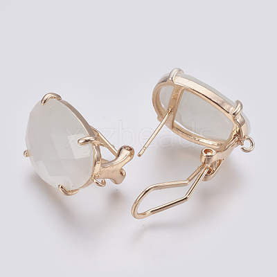Faceted Glass Stud Earring Findings GLAA-F084-D12-1