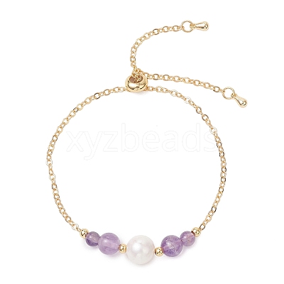 Natural Gemstone Beads Link Bracelets BJEW-JB13087-1