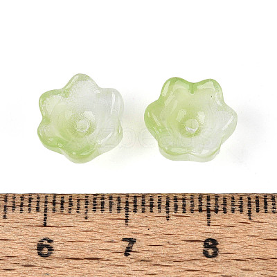 Transparent Two Tone Spray Painted Glass Bead Caps A-GLAA-Q089-002B-010-1