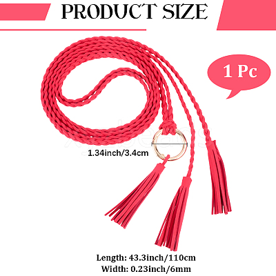 Handmade Imitation Leather Braided Rope Tie Belts AJEW-WH20006-398C-1
