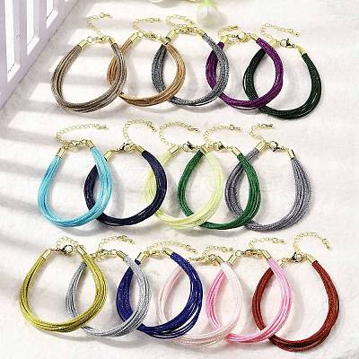 Polyester Metallic Braided Multi-strand Cord Bracelet for Bracelet Making BJEW-H642-02G-1