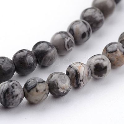 Natural Map Stone/Polychrome Jasper/Picasso Stone/Picasso Jasper Bead Strands G-K152-04-4mm-1