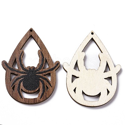 Halloween Theme Single Face Printed Aspen Wood Big Pendants WOOD-G015-05A-1