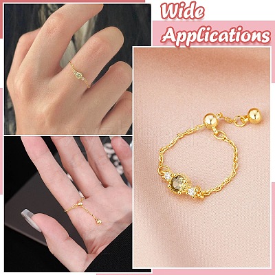 4Pcs 2 Colors Adjustable Brass Chain Finger Ring Making RJEW-CJ00001-1