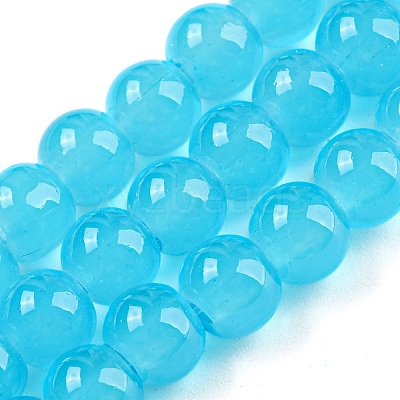 Baking Paint Imitation Jade Glass Round Bead Strands X-DGLA-Q021-6mm-06-1