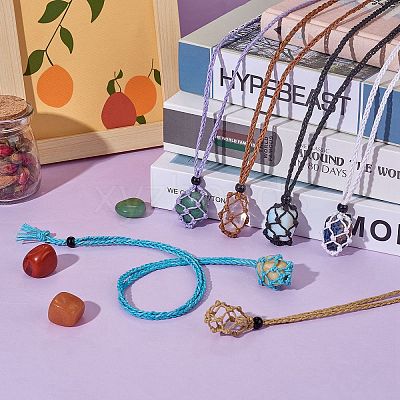 Braided Waxed Cotton Thread Cords Macrame Pouch Necklace Making AJEW-SW00022-03-1