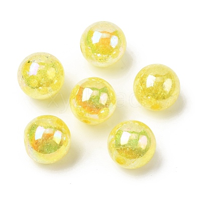 AB Color Transparent Crackle Round Acrylic Beads CACR-S006-07-1