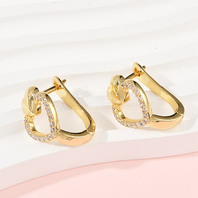 Brass Micro Pave Clear Cubic Zirconia Clip-on Earrings EJEW-F895-22B-G-1