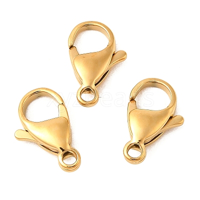 Ion Plating(IP) 304 Stainless Steel Lobster Claw Clasps Hand Polished X-STAS-AB15-G-01-1