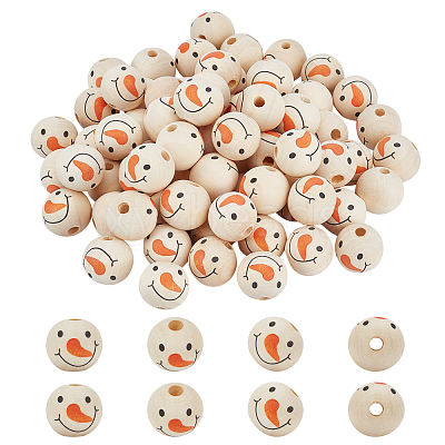 70Pcs Unfinished Natural Wood European Beads WOOD-PH0001-86-1