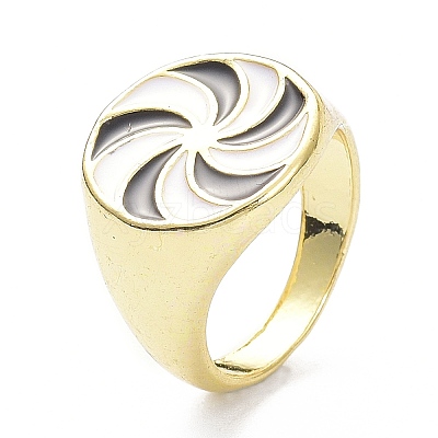 Pinwheel Pattern Alloy Enamel Finger Rings RJEW-Z008-15LG-D-1