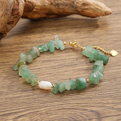 Elegant Bohemian Style Natural Green Aventurine Chip Beaded Bracelets WW5494-6-1