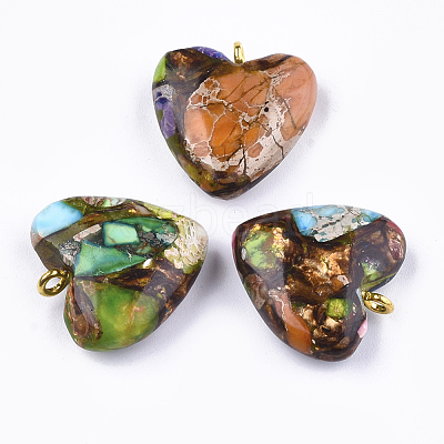Assembled Bronzite and Imperial Jasper Pendants X-G-T111-04I-1