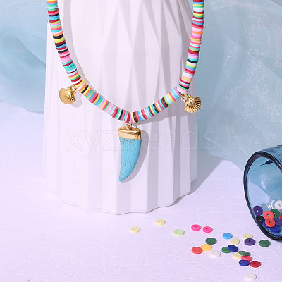 Flat Round Handmade Polymer Clay Beads CLAY-R067-8.0mm-32-1